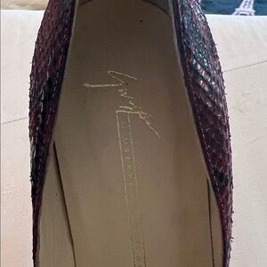 Giuseppe Zanotti Burgundy Snakeskin-Effect Flat Loafer